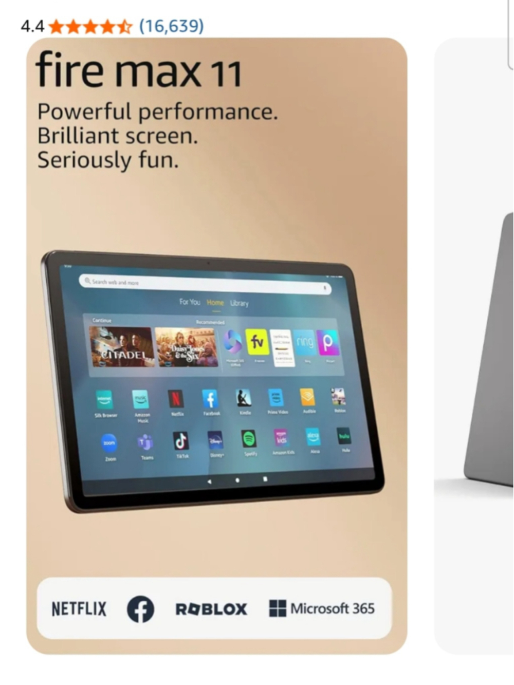 Amazon Fire Max 11 tablet, vivid 11โ 128 GB storage come with case.